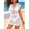 unsigned Breathable White V Neck Cover Up