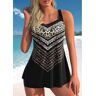 unsigned Mesh Stitching Leopard Black Swimdress Top