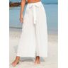 unsigned Bowknot White Tie Front Beach Pants