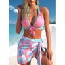 unsigned Three-piece Mid Waisted Marine Life Print Bikini Set