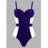 unsigned Spaghetti Strap Color Block One Piece Swimwear