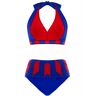 unsigned Royal Blue High Waisted Geometric Print Bikini Set