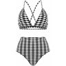 unsigned Three-piece High Waisted Geometric Print Black Bikini Set