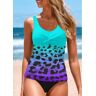 unsigned Twist Design Ombre Mint Green Tankini Set