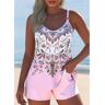 unsigned Pocket Tribal Print Light Pink Tankini Set