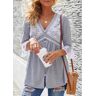 unsigned Lace Panel Button Up Flare Cuff T Shirt