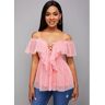 unsigned Strappy Cold Shoulder Lace Up Blouse