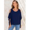 unsigned Cold Shoulder Chiffon Ruffle Sleeve T Shirt