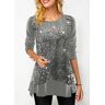 unsigned Sequin Velvet Stitching Light Grey Sweatshirt