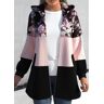 unsigned Light Pink Zipper Closure Floral Print Jacket