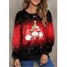 unsigned Christmas Santa Claus Print Red Long Sleeve Sweatshirt