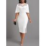 unsigned White Lace Half Sleeve Bodycon Dress