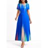 unsigned Royal Blue Pleated Ombre Short Sleeve Maxi Dress