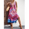 unsigned Pink Handkerchief Hem Tie Dye Print Dress