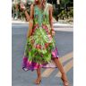 unsigned Green Handkerchief Hem Tie Dye Print Dress