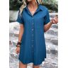 unsigned Peacock Blue Pocket Shift Dress