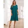 unsigned Round Neck Turquoise Mesh Shift Dress