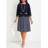 unsigned Patchwork Navy Striped Dress and Cardigan