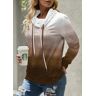 unsigned Dark Camel Patchwork Ombre Long Sleeve Cowl Neck Sweatshirt