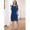 unsigned Blue Breathable Half Sleeve Scoop Neck Shift Dress