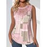 unsigned Light Pink Tuck Stitch Patchwork Sleeveless Tank Top