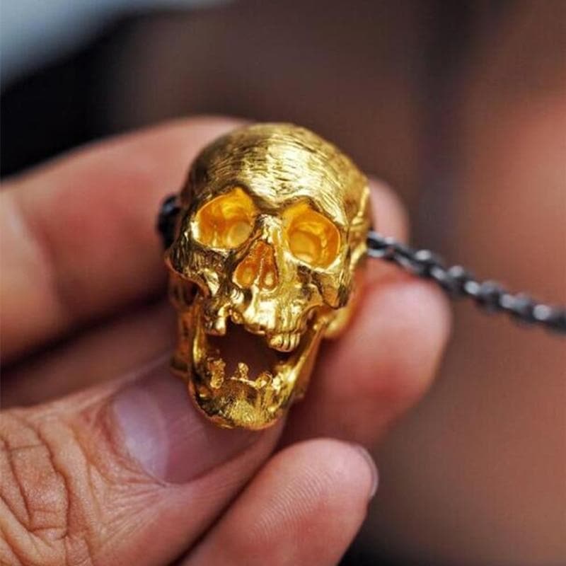 Gthic Vintage Gold Color Skull Necklace