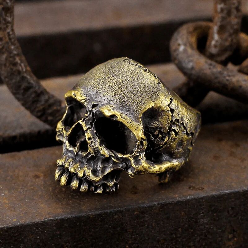 Gthic Dark Pioneer Brass Skull Ring, Brass / 12.5-Back order