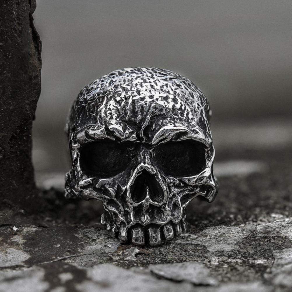 Gthic Vintage Rugged Stainless Steel Skull Ring, Stainless Steel / 16.5