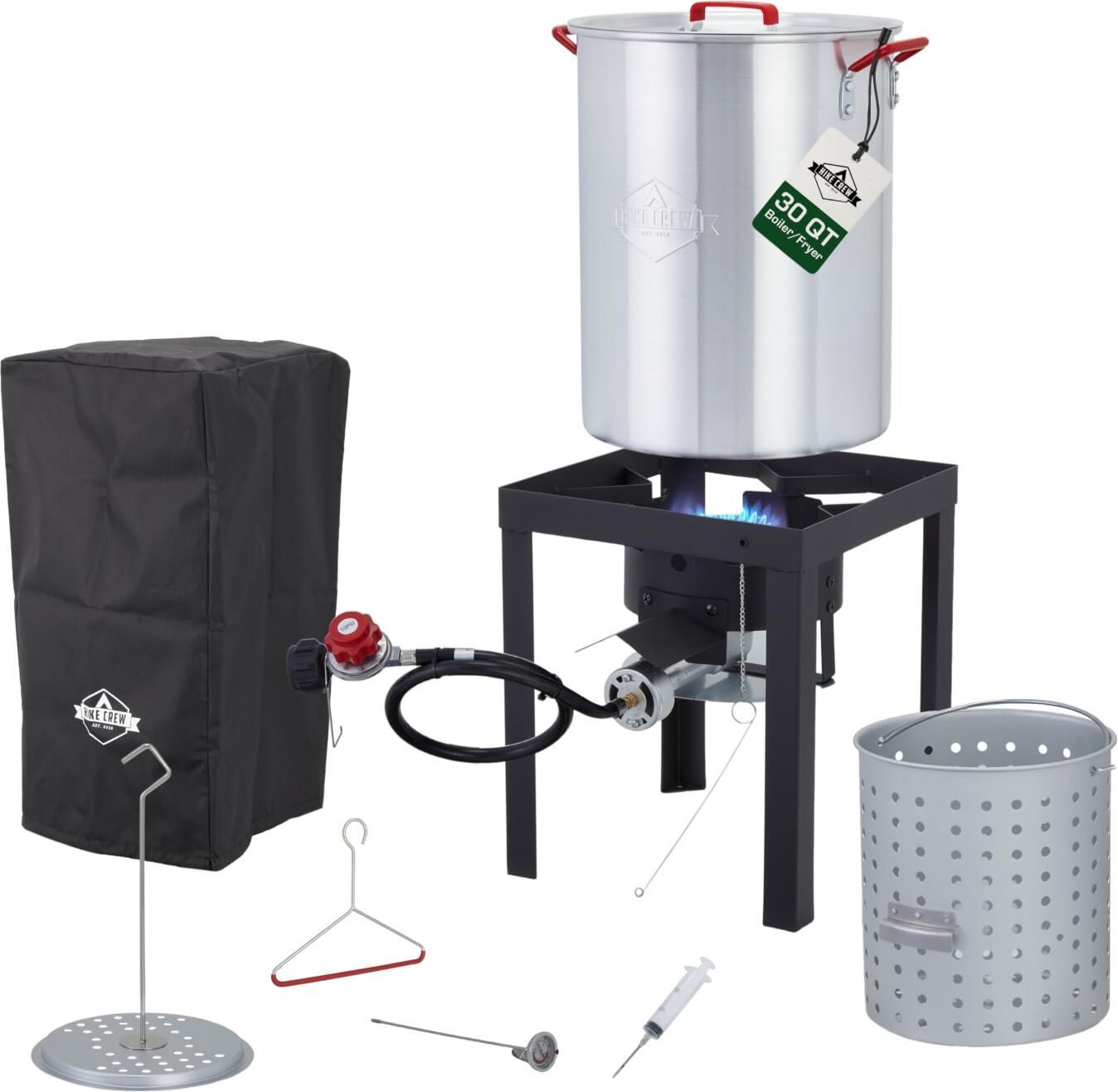 Hike Crew 10-Piece Outdoor Turkey Fryer Kit W/30Qt Boiler Pot, 10Qt