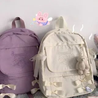 Caraket Bear Embroidered Bow Accent Backpack / Bag Charm / Set  - Mens
