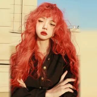 Jellyfish Long Full Wig - Wavy Tangerine Red - One Size  - Accessories