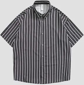 Soulcity Short Sleeve Pinstripe Oversized Shirt  - Mens