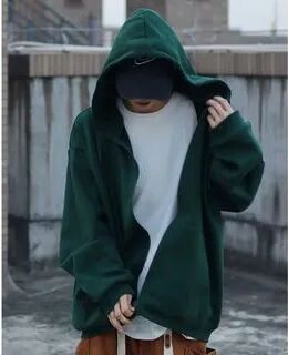 SHIN Shop Plain Zip-Up Oversized Hoodie  - Mens