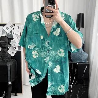 Mister Fude Elbow-Sleeve Floral Print Shirt  - Mens