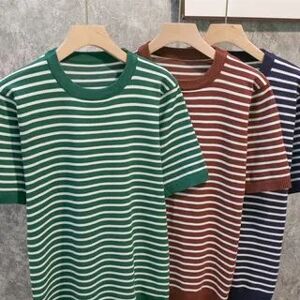 Naideth Short-Sleeve Crew Neck Striped Knit Top  - Mens