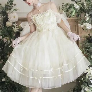 Lolita Smile Spaghetti Strap Bow Mesh A-Line Dress (Various Designs)  - Womens