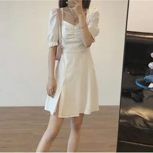 Miss muzi Short-Sleeve Plain Mini Dress / Midi Dress  - Womens
