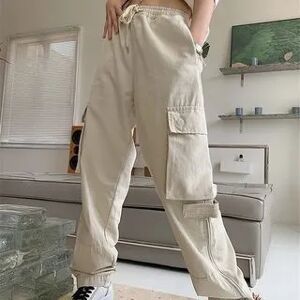 Flotto Low Waist Drawstring Loose-Fit Wide-Leg Cargo Pants  - Womens