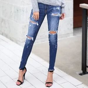 Rantucket Hi Skinny-Fit Ripped Jeans  - Womens