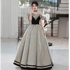 Saunderoll Off-Shoulder Leaves Embroidered Ball Gown  - Womens