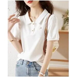 Jeonseon Short-Sleeve Lettering Embroidered Polo Shirt  - Womens