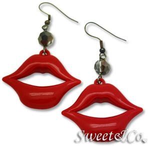 Sweet & Co. Lips Drop Earring Black - One Size  - Accessories