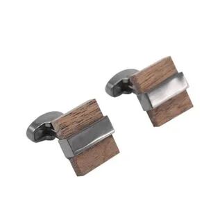 BELEC Fashion Simple Wooden Geometric Square Cufflinks Silver - One Size  - Accessories
