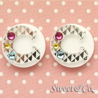 Sweet & Co. Swarovski C Button Studs Earrings Silver - One Size  - Accessories