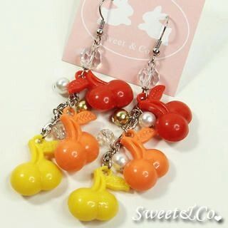 Sweet & Co. Rainbow Red Candy Cherries Earrings  - Accessories