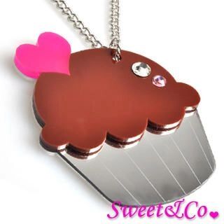 Sweet & Co. Sweet&Co. XL Mirror Chocolate Cupcake Silver Necklace Silver - One Size  - Accessories