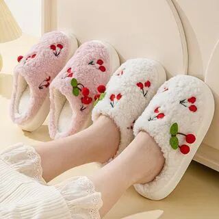 Maltjoy Home Platform Cherry Fleece Home Slippers  - Footware