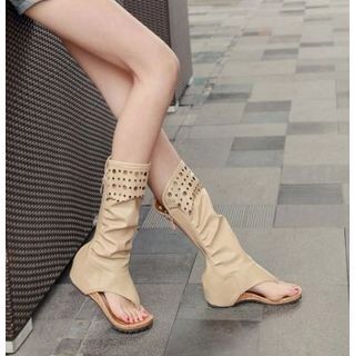 Shoes Galore Perforated Thong Mid-Calf Boots  - Footware