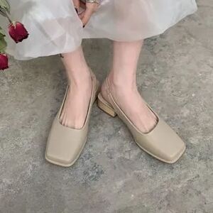 Anran Square-Toe Block Heel Slingback Sandals  - Footware