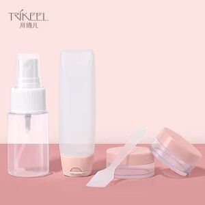 Trikeel Set of 5: Travel Container + Squeeze Bottle + Spray Bottle + Spatula Set Of 5 - 30ml Spray Bottle & 30ml Squeeze Bottle & 2 Pcs 10g Cream Lotion Box & Spatula - Transparent - One Size  - Womens